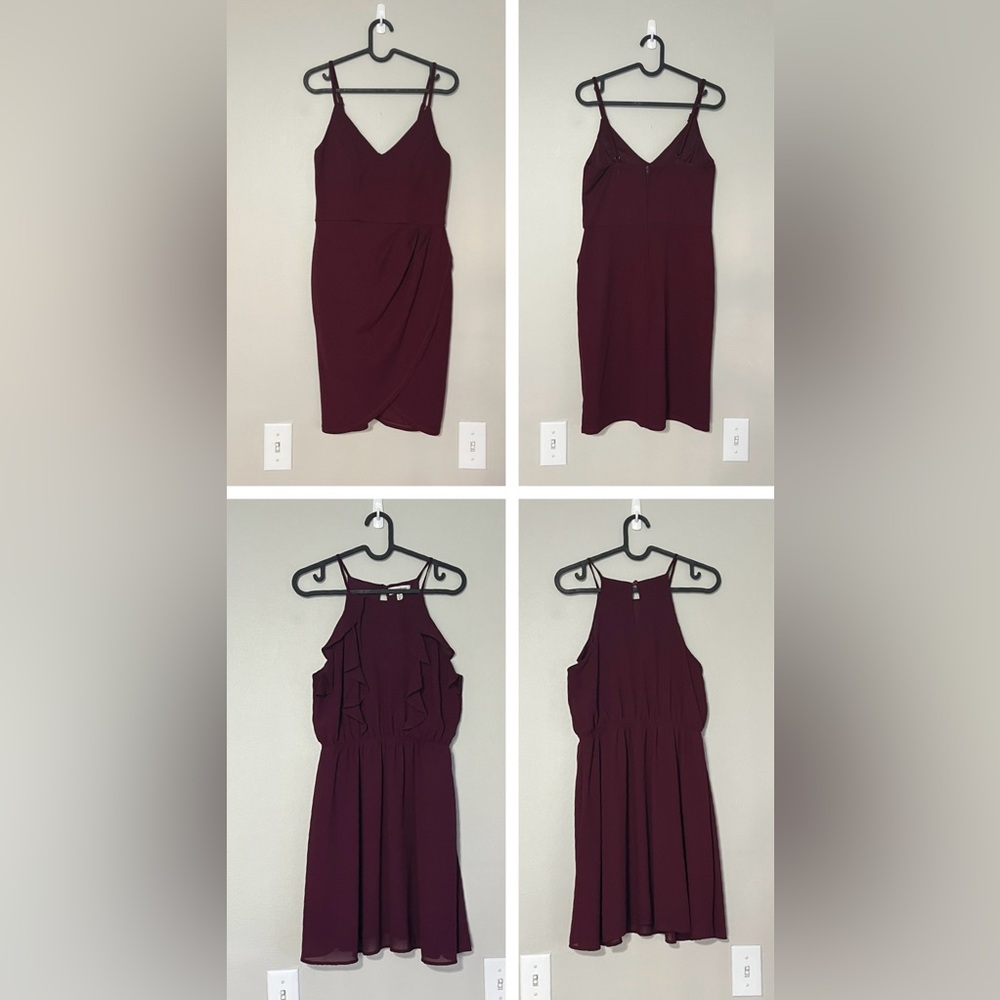 Set of Two Burgundy/Plum Dresses - Monteau Halter Sz M & Midnight Doll Sz 5